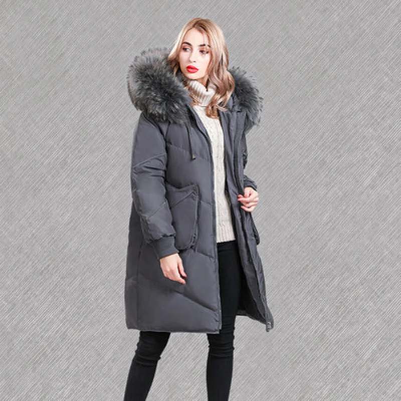 

Soft fox Newest thick women's down jacket woman winter long coat solid parka filler cotton ladies duck down jacket