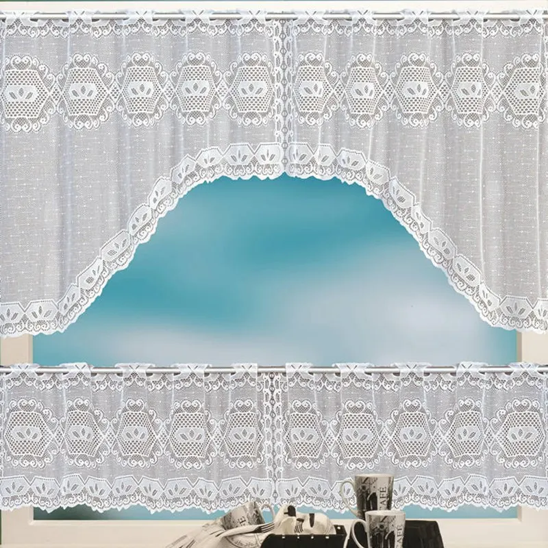 Valance Home Door Half Curtain Lace Short Curtain for Cafe DecorativeHome Living Room Door Balcony Window Treatment