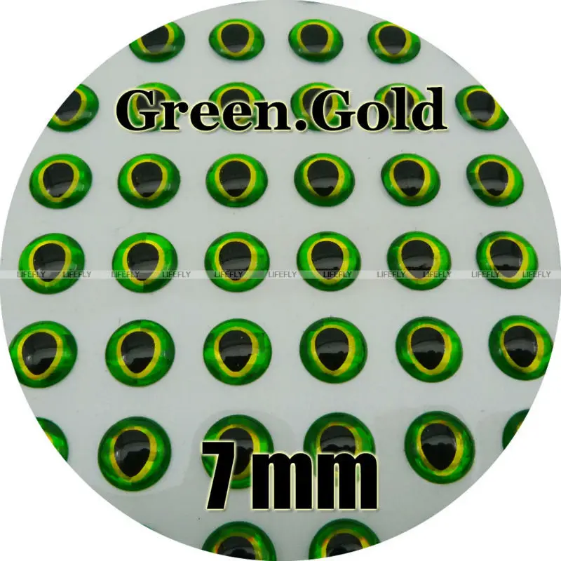 Ojos de Pez holográficos 3D de 7mm, verde, dorado, venta al por mayor, 700 suaves, para atado de moscas, plantilla, fabricación de señuelos
