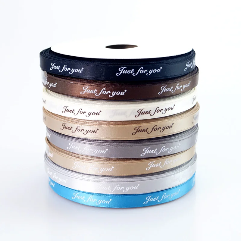 HAOSIHUI Бесплатная доставка 10 мм полиэстерых атласных Пользовательские ленты &quotjust