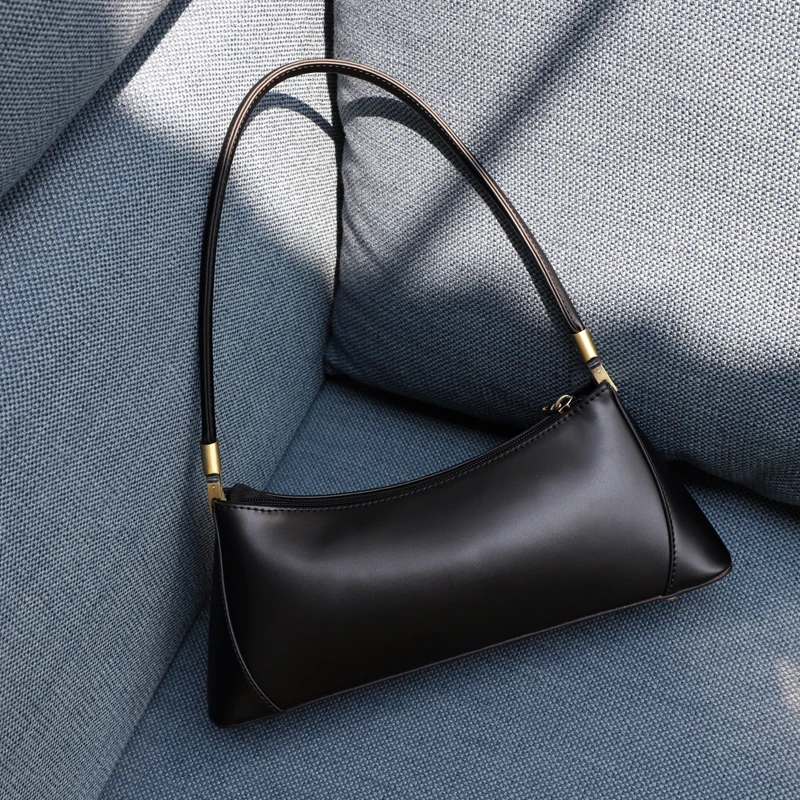 Женская сумка из натуральной кожи вместительная багет в стиле ретро 2019|Сумки с