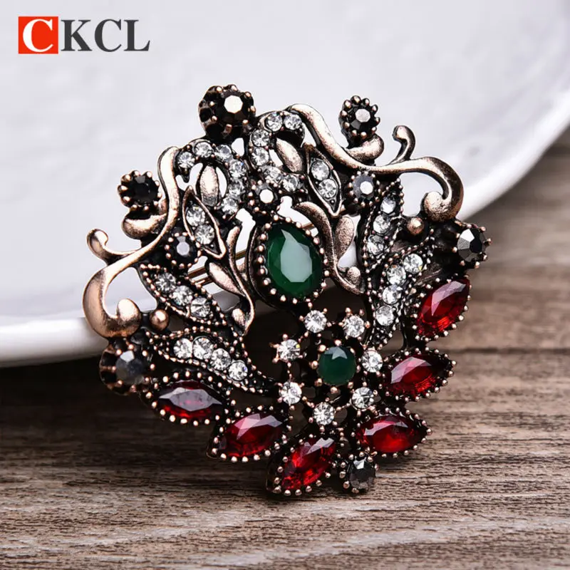 CKCL Новый Дизайн зеленый и красный акриловый Брошь контакты капли воды цветок Для женщин броши Античное