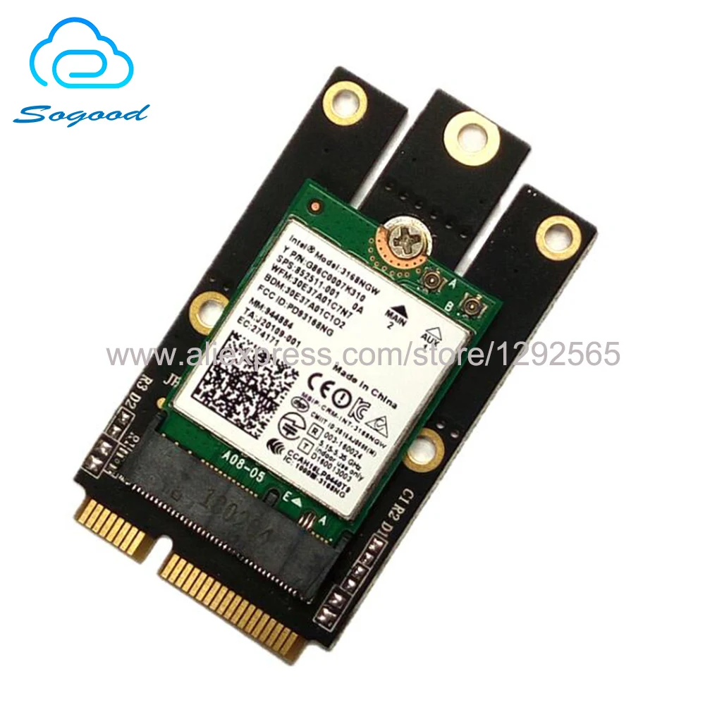 Оригинальная WLAN-карта для Intel 3168NGW 3168AC Mini PCI-E 802.11AC a/b/g/n Двухдиапазонная 2 4G + 5G bluetooth 4