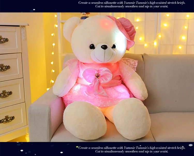 50 см мягкие плюшевые игрушки Led красочный светящийся плюшевый мишка для детский ночник милый мягкий медведь в платье подарки на день рождения