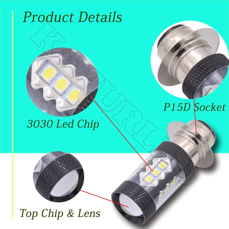 2 предмета в комплекте внешнего освещения P15D мотоциклетные светодиодный лампы H6M