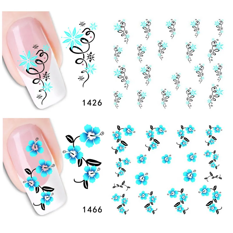 Bittb 2 шт. наклейка с цветком для ногтей изящное цветастое платье Nail Art Наклейки, водяной знак татуировки ногтей Наклейка Советы украшения инструменты для маникюра