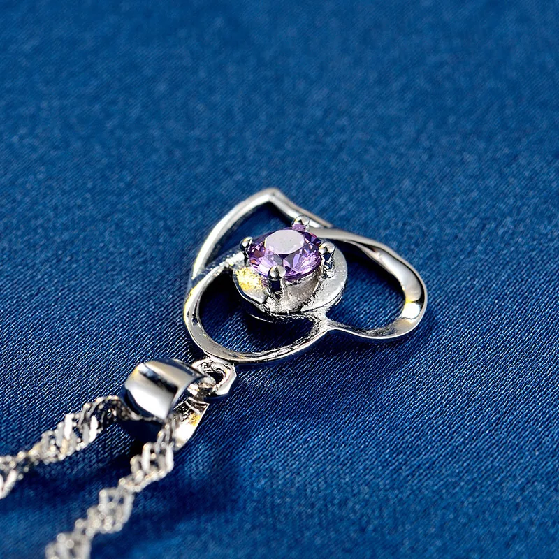 925 silver pendant Korean the fashionable love inlaid zircon Ms. short paragraph clavicle chain jewelry wholesale | Украшения и