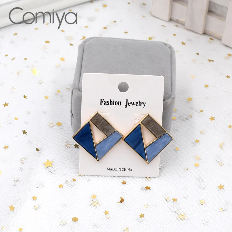 Женские милые серьги гвоздики Comiya сережки из акрила с квадратным