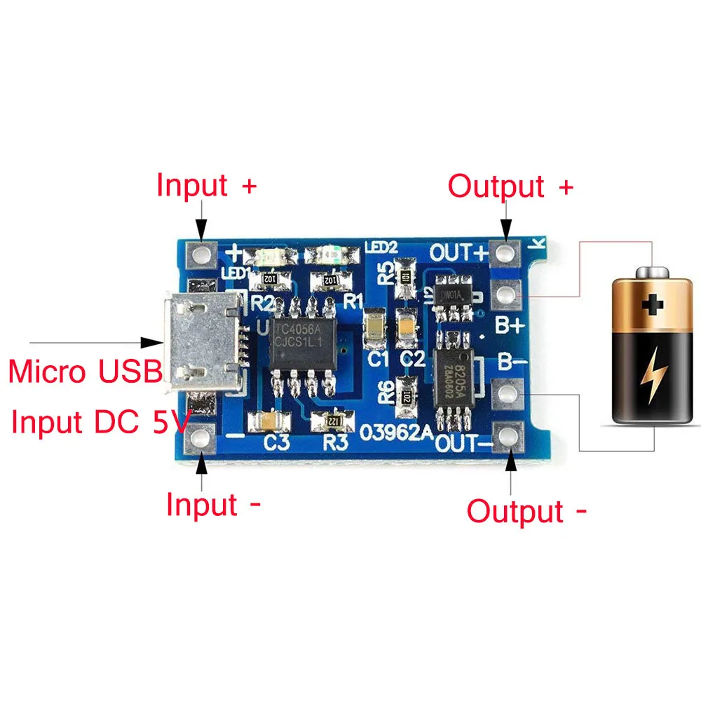 Зарядная плата TP4056 5 В 1 А Micro USB 18650 для литиевых батарей защитный модуль зарядного