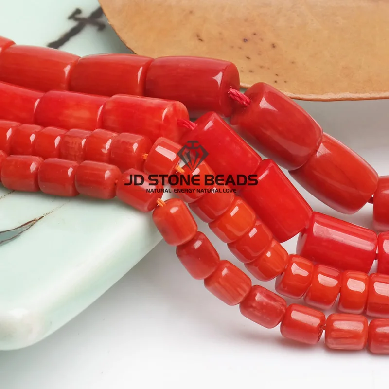 JD Stone Beads Free Shipping Sardinian Coral Drum Barrel Shape Semi-Finished Handmade Bracelet Accessory | Украшения и аксессуары