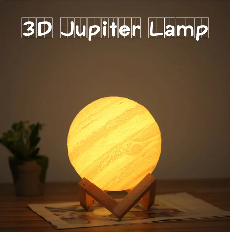 2 16 цветов цветная USB перезаряжаемая 3D печать Jupiter лампа светильник звезда