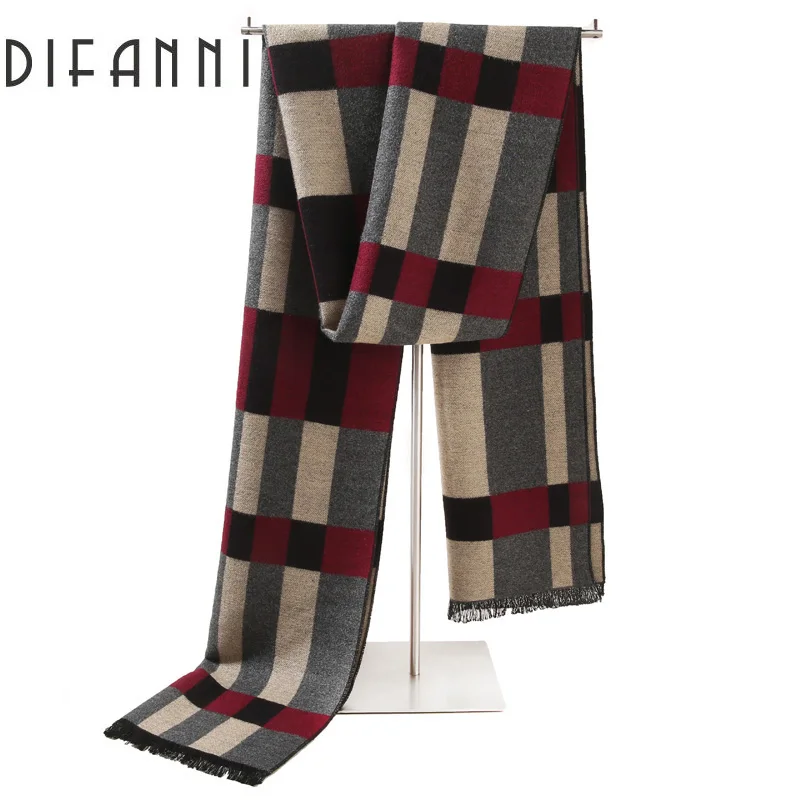 Difanni оптовая продажа бренд зимний шарф для мужчин теплые мягкие кисточкой Bufandas