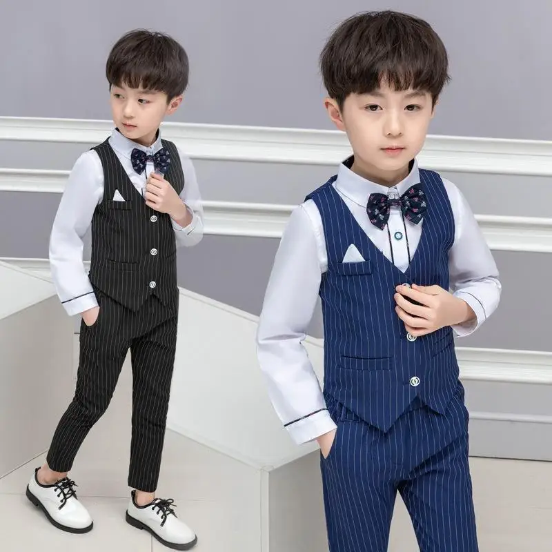 Детские модные костюмы для мальчиков комплекты свадебной вечеринки жилет в
