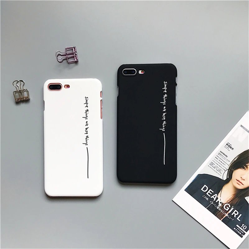 Черный белый пары Жесткий Чехол для ПК Чехлы iphone 6 6S 7 8 Plus X XS письмо простые вещи