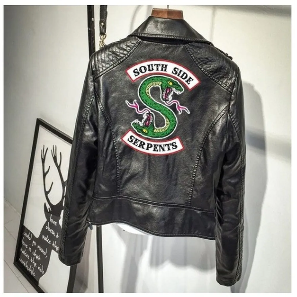 Женская куртка из пу кожи с принтом логотипа Southside Riverdale Serpents | одежда