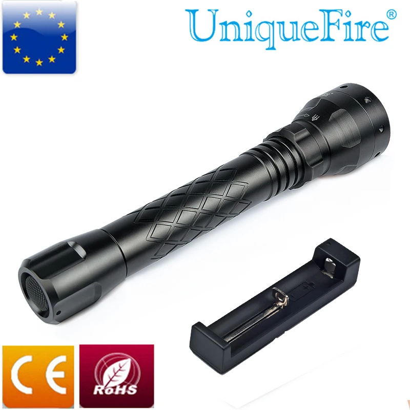 

Portable Flashlight 3 Modes 1502-XRE Military Quality Anodized Aluminum Alloy Flashlight Torch, Waterproof Lamp Torch+Charger