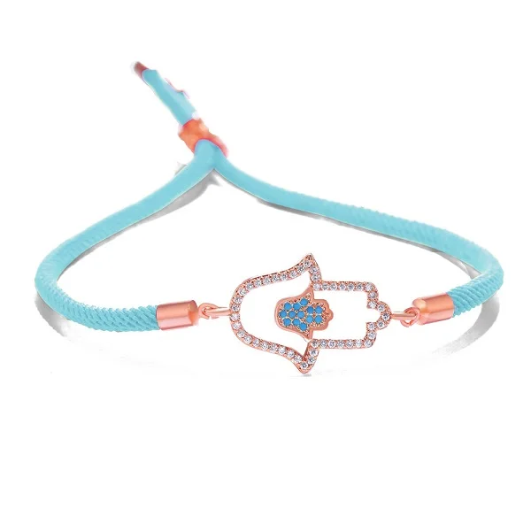 light blue-rose gold JUWANG, новинка, турецкий синий кристалл, сглаза, браслеты ручной работы, красная веревка, удачное ювелирное изделие для женщин, регулируемый подарок, ojo turco rojo - Окраска металла: light blue-rose gold