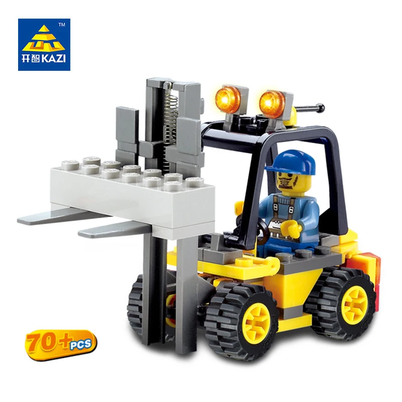 KAZI город модель автомобиля строительные блоки инженер вилочный погрузчик