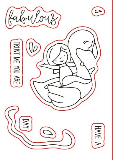 Фламинго Floatie девушка прозрачный силиконовый штамп/печать для DIY