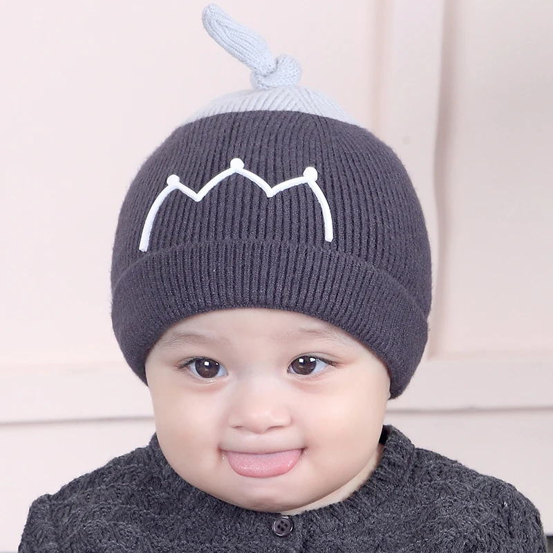 Новинка 2017 года Корона размер вязать крышка младенца детские вязаные шапки