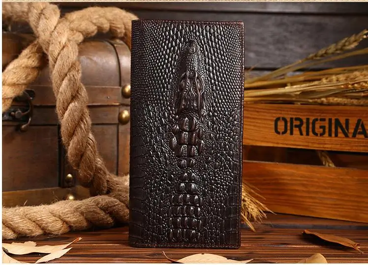 

Vintage alligator top cow genuine leather wallets for men three styles Crocodile pattern high quality male