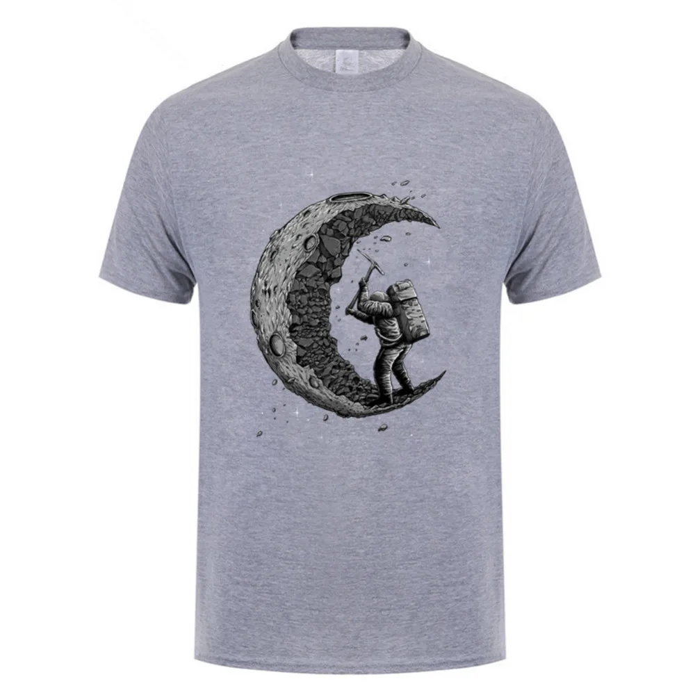 Мужские футболки с принтом копающая Луна модные хипстерские креативного дизайна