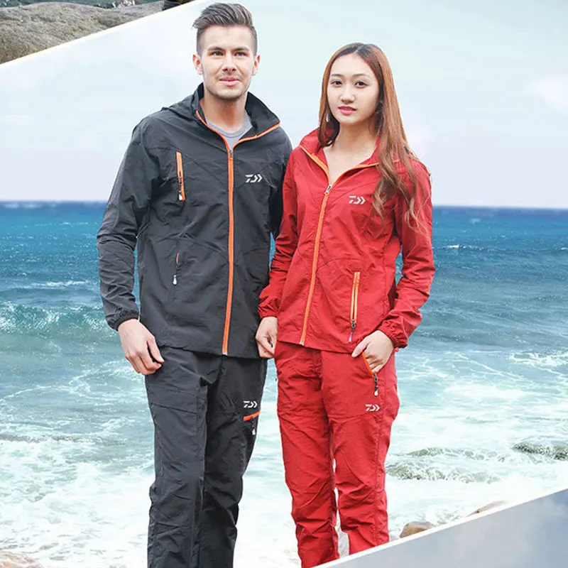 New Daiwa Men Fishing Clothes Coat Pants Summer Outdoors Sports Man Uv Light Ultrathin Breathable Clothing Set Free Gift | Спорт и