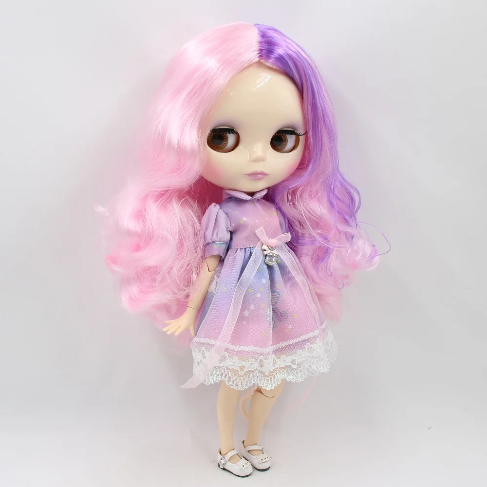 Кукла Blyth 1/6 шарнирная с белой кожей и розовыми пурпурными волосами 30 см|Куклы| |