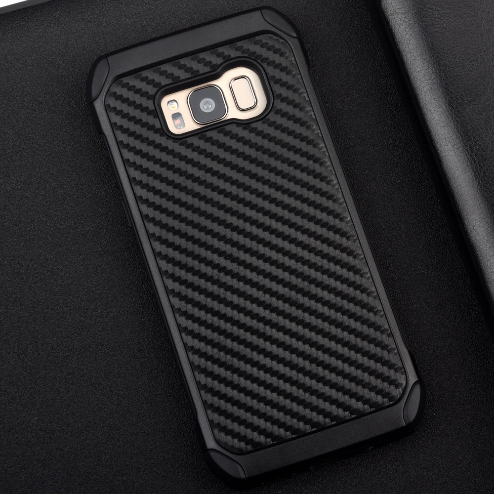 Чехол KEYSION для Samsung Galaxy S8 Plus углеродное волокно текстурный ПК + ТПУ 2 в 1
