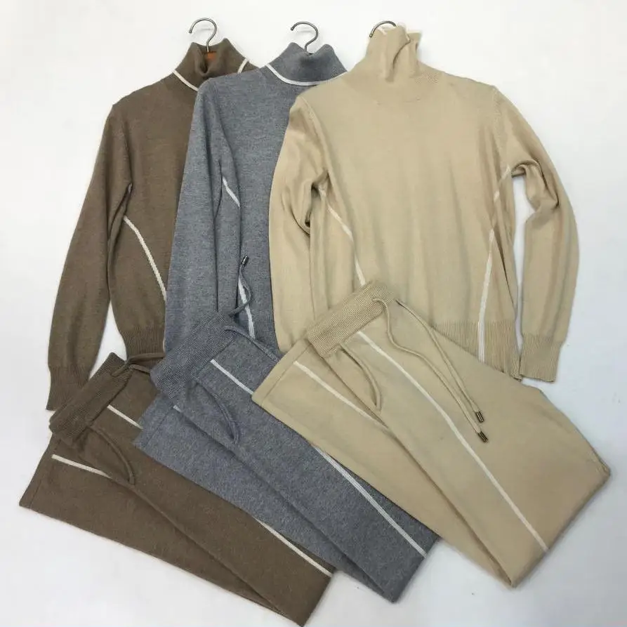 Кашемировый + шерстяной вязаный теплый комплект вельветовый свитер с высоким