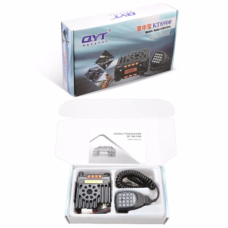 QYT KT-8900 УКВ УВЧ мобильный радиоприемопередатчик Мини Автомобильный автобус армейская Мобильная двухсторонняя радиостанция 136-174/400-480 МГц с кабелем
