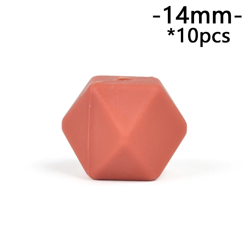 brick red Lofca10 шт 14 мм Мини шестигранные силиконовые бусины Детские Прорезыватели BPA бесплатно DIY ожерелье соска цепь Детские Прорезыватели уход за младенцем - Цвет: brick red
