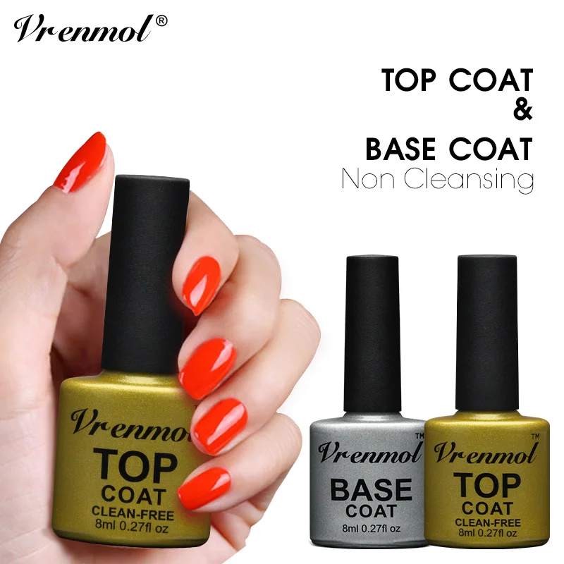 Vrenmol 8 мл без чистый верх база пальто Losweken гель Nagellak УФ светодиодный грунтовка для
