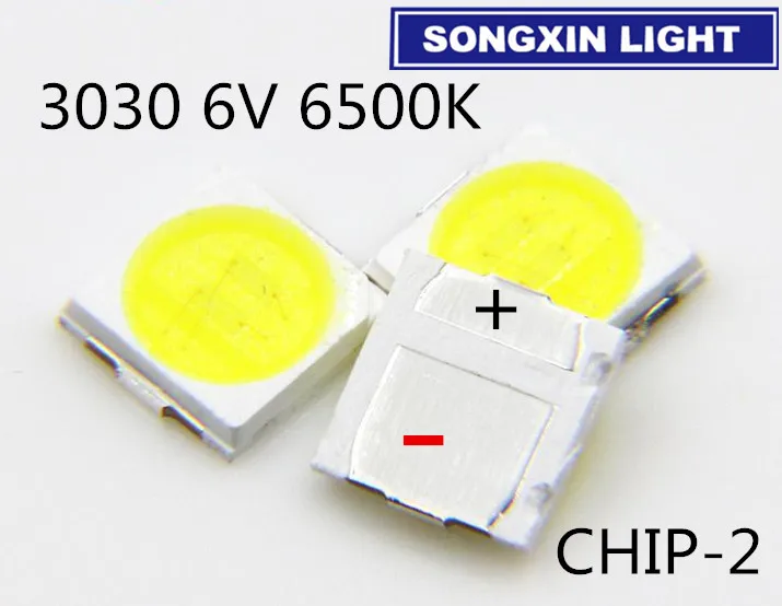4000 шт 3030 Белый светодиодный 110 120LM 6V 150mA холодный белый 6000 6500k SMD СВЕТОДИОДНЫЙ