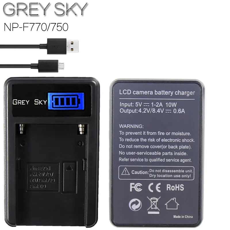 1 charger Комплект из 2 предметов 4000 мА/ч, NP-F770 NP-F750 NP F770 np f750 NPF770 750 батареи+ ЖК-дисплей USB Зарядное устройство для sony NP-F550 NP-F770 NP-F750 F960 F970 - Цвет: 1 charger