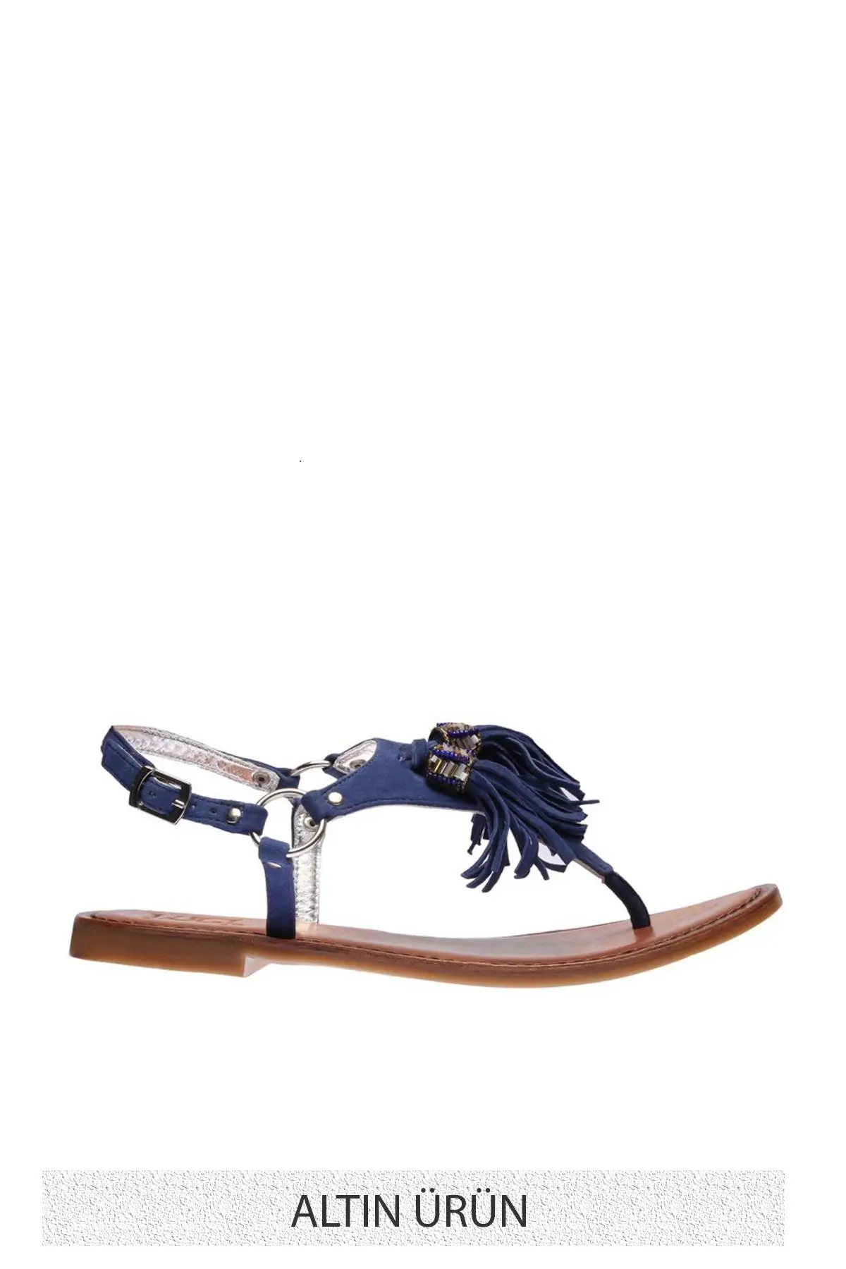 Женские босоножки темно синего цвета из натуральной кожи с жемчугом Коллекция