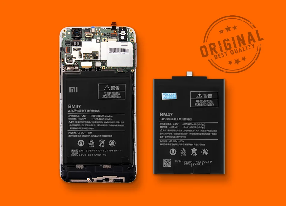 Оригинальная батарея BM47, для Xiaomi Redmi 4X3 S, 3X3, запасная батарея для зарядки, 4000 мА/ч, литий-полимерная батарея большой емкости