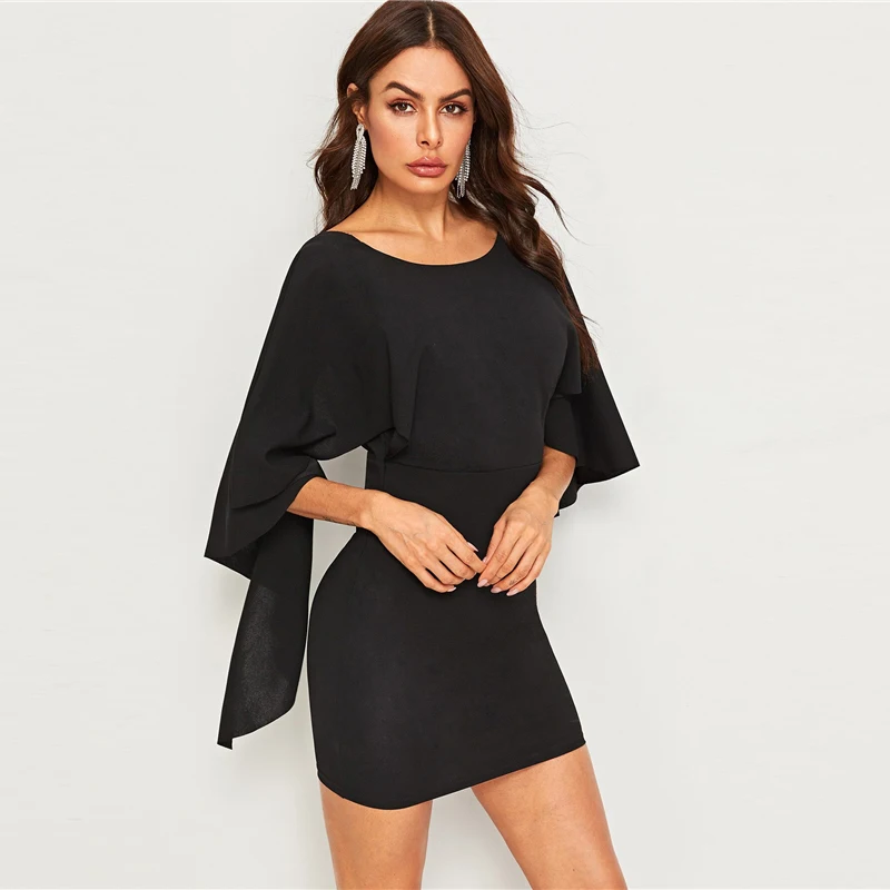 SHEIN Платье С Асимметричным Рукавом И Открытой Спинкой Сексуальное Летнее Элегантное Платье