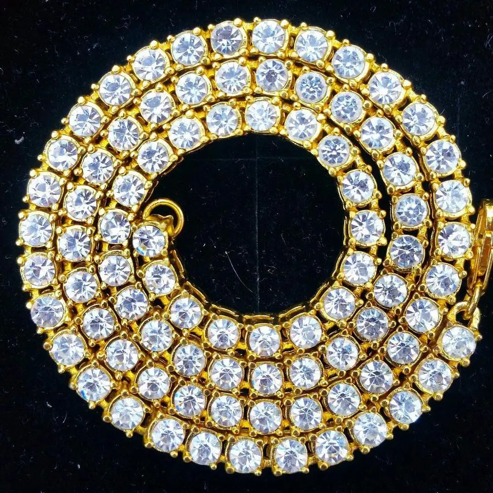 Мода Золото Серебро Цвет хип-хоп цепочка ожерелье Роскошные CZ Iced Out кубинские Стразы теннис хип хоп Ожерелье для мужчин ювелирные изделия