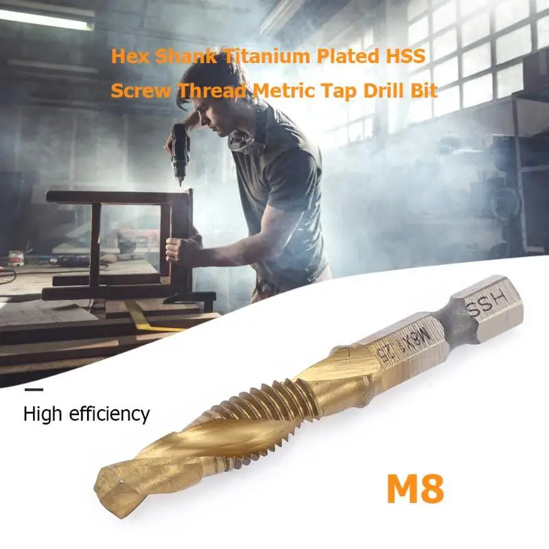 M3-M10 сверло с шестигранным хвостовиком, титановое покрытие, HSS, ручная резьба, метрический композитный кран, сверло, ручной кран, сверла
