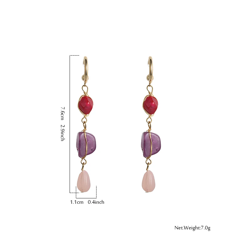 Женские винтажные серьги подвески Yhpup медные ручной работы из полимерного камня