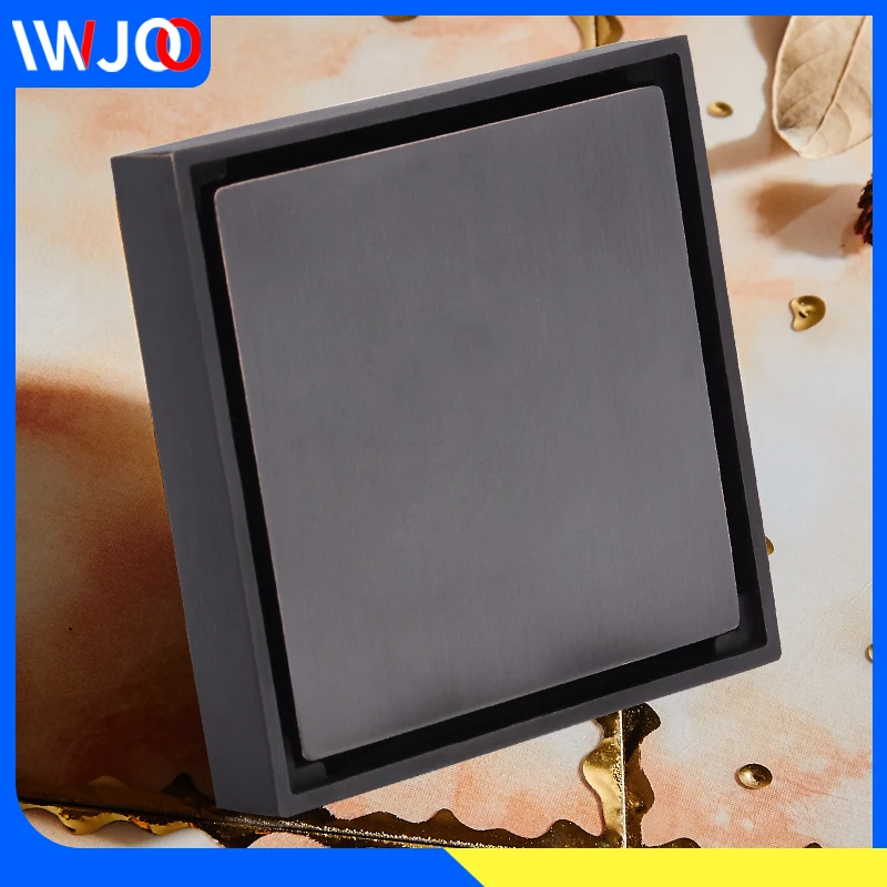 

Floor Drain Black Brass Balcony Bathroom Shower Drain Strainer Cover Square Hidden Tile Insert Floor Waste Grates Anti-odor