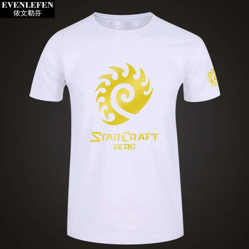 White6 StarCraft 2 Protoss Zerg футболка с коротким рукавом мужская игровая хлопковая с полурукавом Студенческая Большая одежда летняя - Цвет: White6