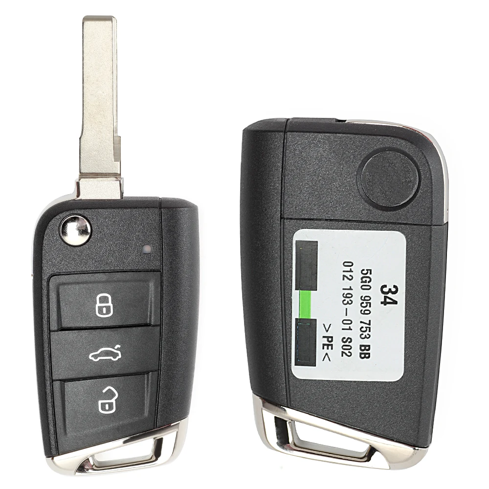 Keyecu 5G0 959 753 BC дистанционный ключ с 3 кнопками 434 МГц ID48 для Volkswagen MQB Golf VII MK7 Skoda Octavia A7