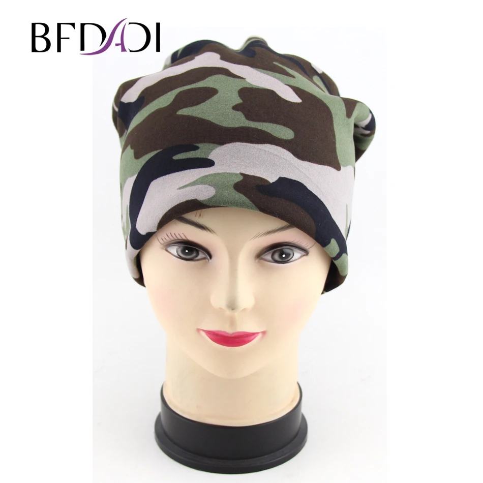BFDADI Новая мода Камуфляж Унисекс Skullies зимние шапки для женщин осенняя камуфляжная шапка для мужчин бини вязаная шапка