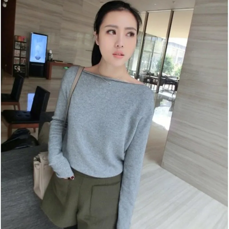 JECH 2020 new cashmere sweater women head with a word knitted women's long-sleeved leisure | Женская одежда