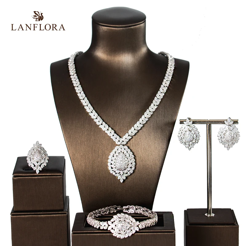 LANFLORA новый роскошный серебряный и золотой цвет кубический цирконий ювелирные