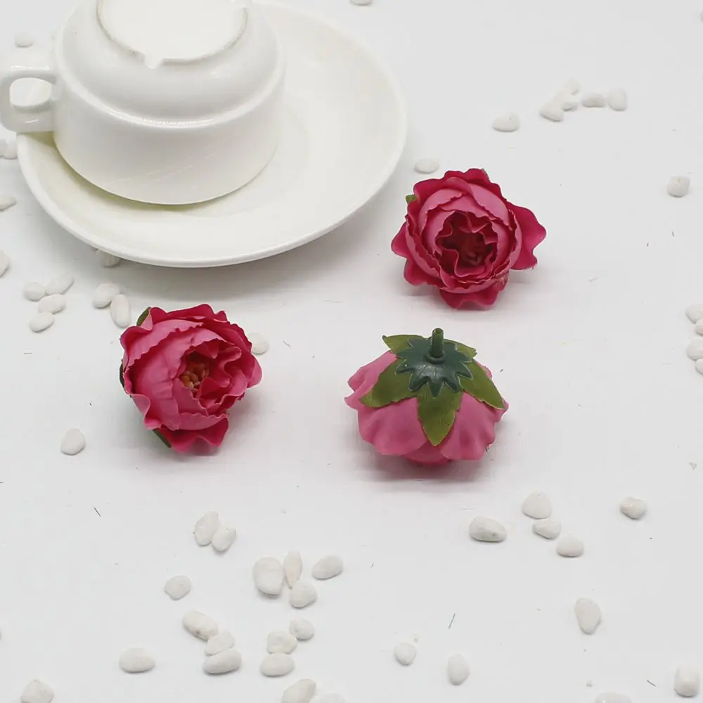 5 шт./лот 4 см розовый искусственные шелковые цветы Свадьба Ремесло головки