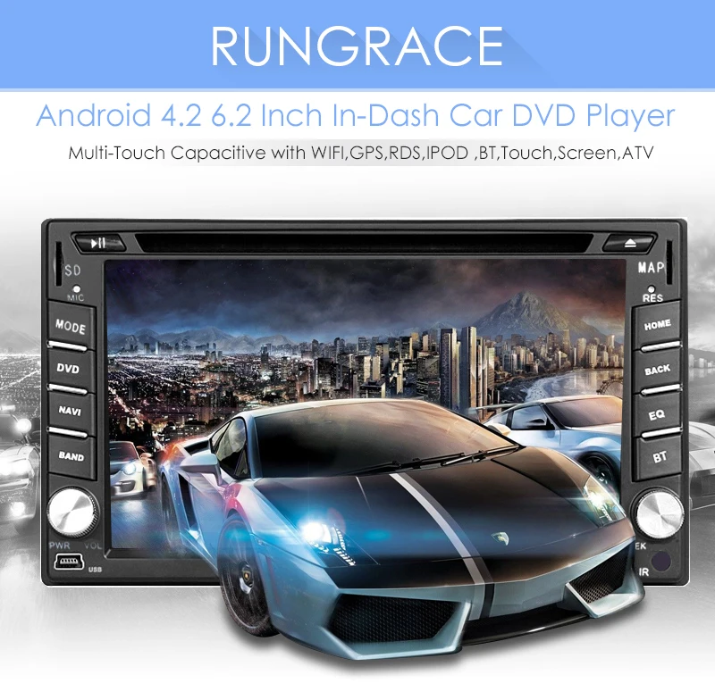 2015 карта 2 Din Чистая Android 4.2 Dvd-плеер Автомобиля Навигация стерео Радио GPS WiFi 3 Г