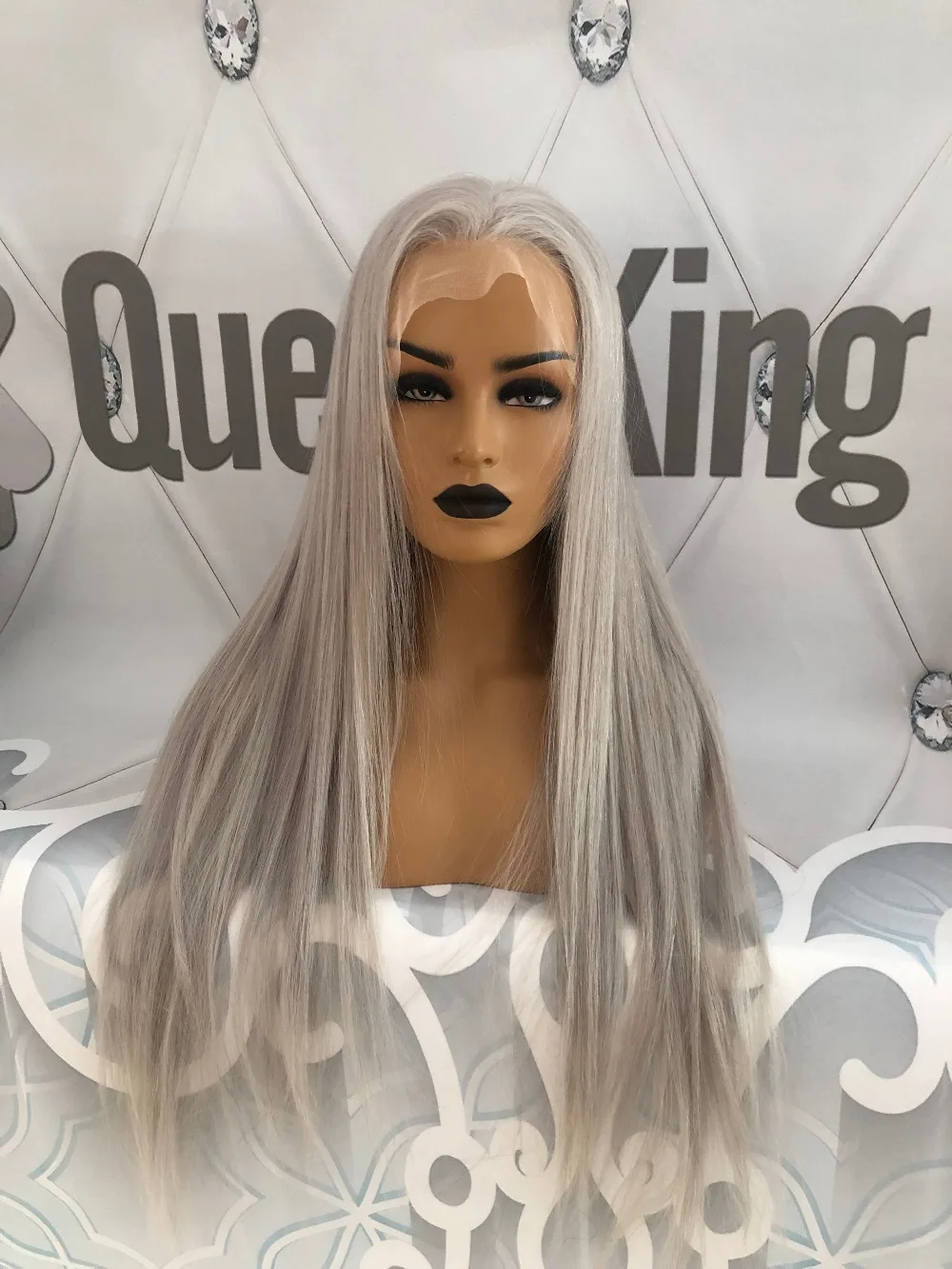 QueenKing парик из прозрачного кружева спереди 180% Плотность пепельный светловолосый парик серебристо-серый бразильский волосы Remy за ночь